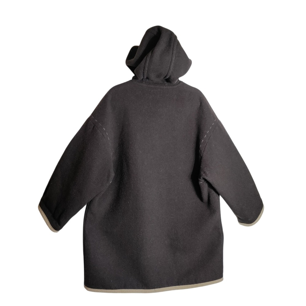 United Colors of Benetton Vintage Wool Hooded Toggle Coat Brown Made in Italy 42 - Picture 2 of 7